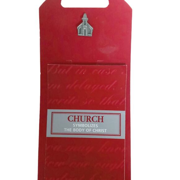 Vintage Christian Church Lapel Pin Pewter Tone Scripture Bookmark VTG - Picture 3 of 8